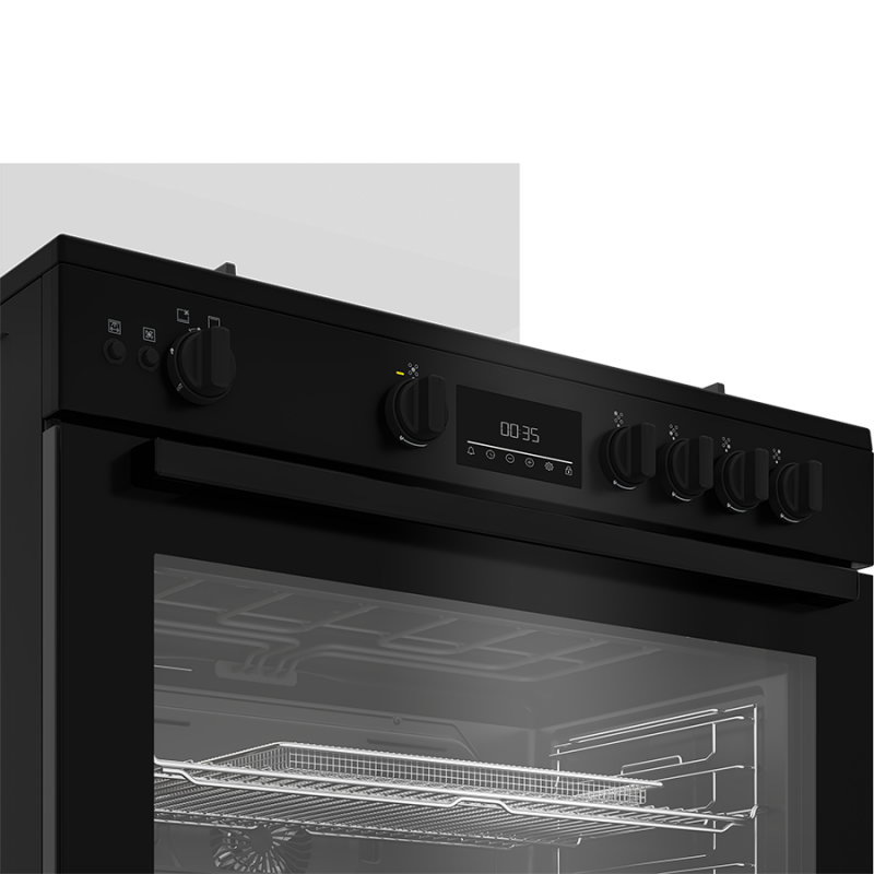 Beko BGGR11225GB cuisinière 5 feux 90X60 à gaz noir