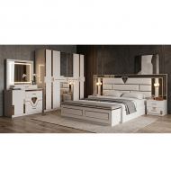 Chambre à coucher 6185H 6 pièces beige – Chambre adulte 6 pièces avec grande armoire 6 portes