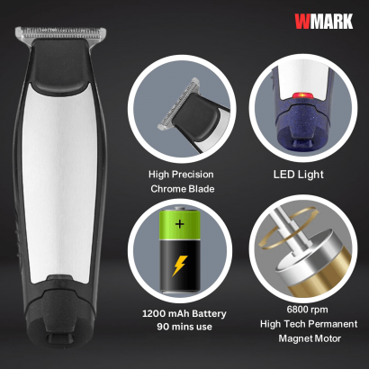 WMARK NG-999 tondeuse à cheveux rechargeable – Appareil sans fil, lame T, autonomie longue durée