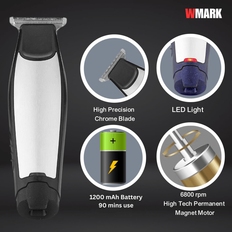 WMARK NG-999 tondeuse à cheveux rechargeable – Appareil sans fil, lame T, autonomie longue durée