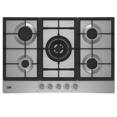 Beko HIAW75225SL plaque de cuisson encastrable, 5 feux à gaz 12400 W