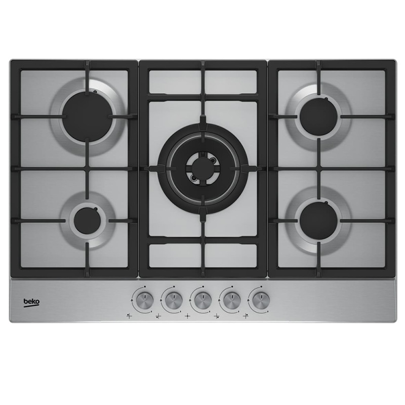Beko HIAW75225SL plaque de cuisson encastrable, 5 feux à gaz 12400 W