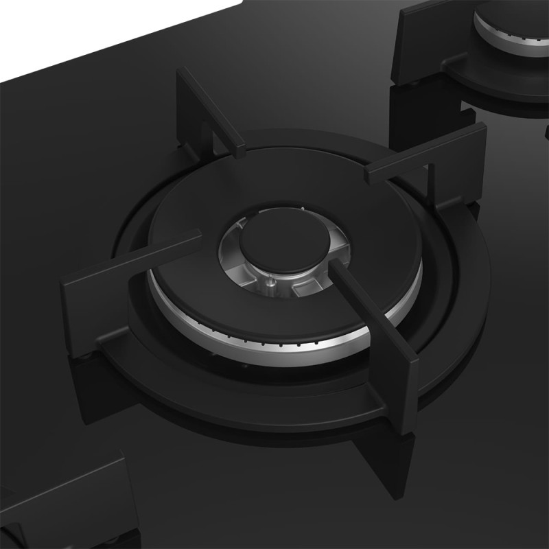 Beko HILW75222SL plaque de cuisson encastrable à gaz 5 foyers noir - 4 brûleurs gaz et 1 brûleur wok central allumage intégré